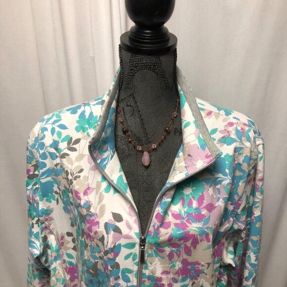 Allison Daley Jacket Womens Size XL Floral Zip Up Sweatshirt Pockets - Picture 2 of 7